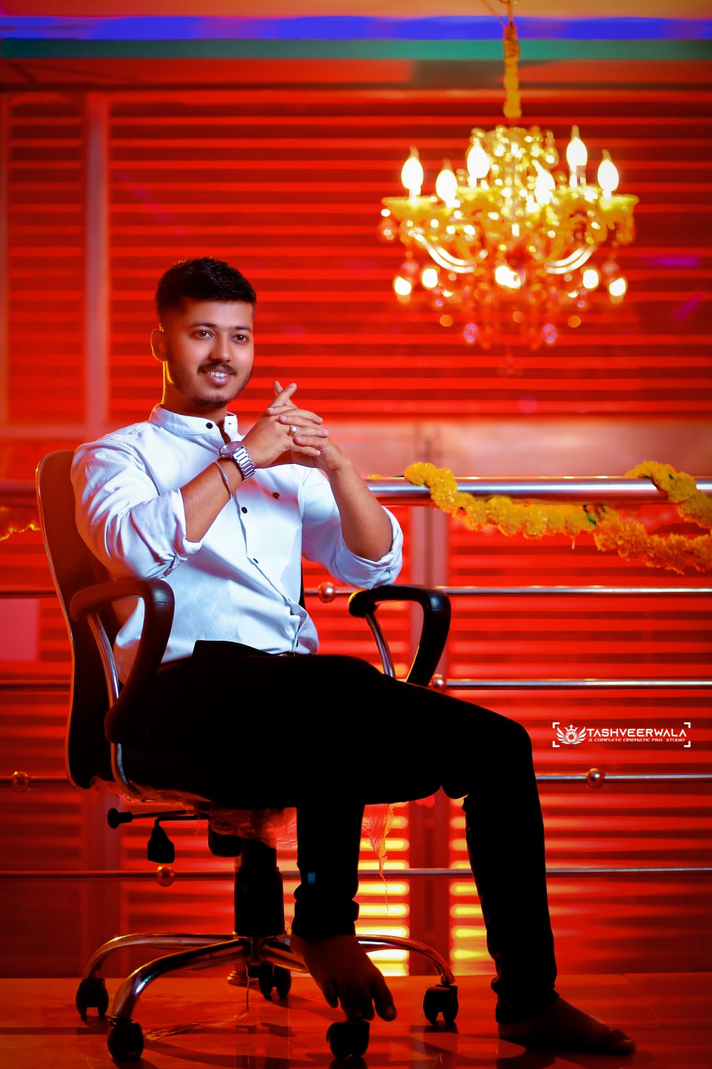 Sachidananda Patra, owner of Tashveerwala, seated in the studio